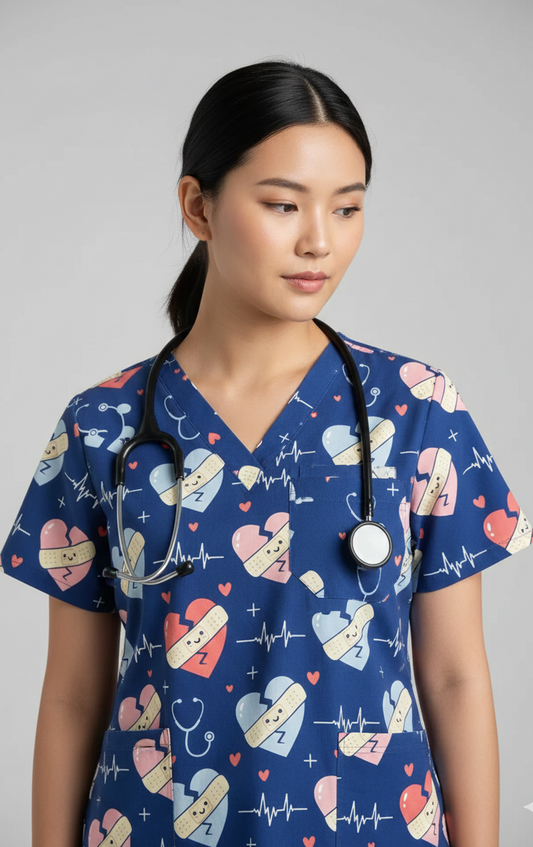 " Mended Heart" Scrub Set |  V-Neck Top & Jogger Bottoms | Unisex