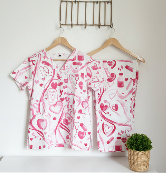 The "Healing Heart" Premium Unisex V-Neck Scrub set